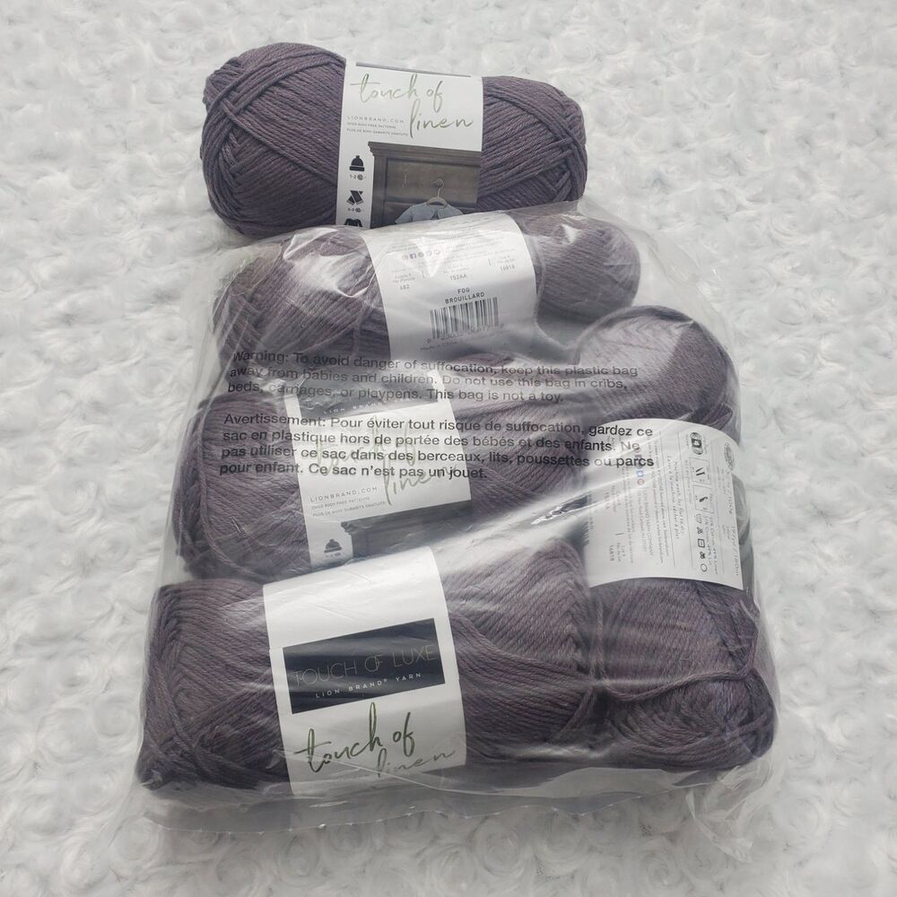 Lion Brand Touch of Yarn Fog Purple 152AA Dye Lot 16818 3.5oz 3.5 oz 100 Linen